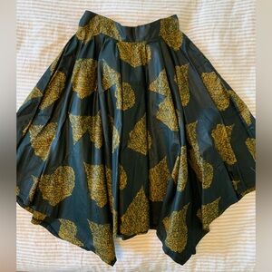 Elegant Black and Gold Midi Skirt